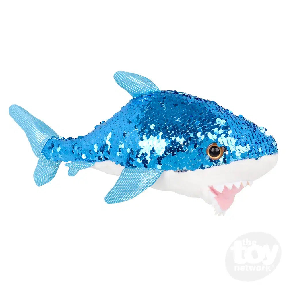 10-Inch Shimmering Sequin Great White Shark Toy for Deep Sea Enthusiasts