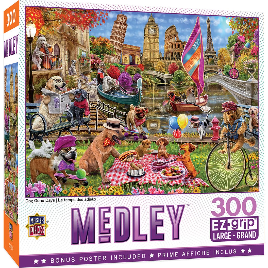 300-Piece EZ-Grip Jigsaw Puzzle - Medley - Dog Gone Days