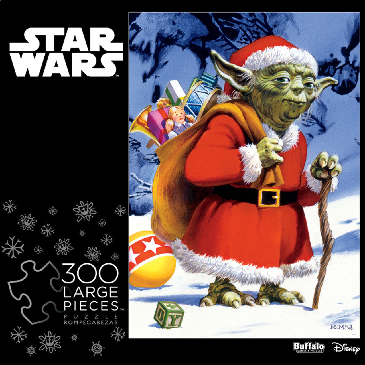 Star Wars 300-Piece Large Jigsaw Puzzle Featuring Holiday Yoda
