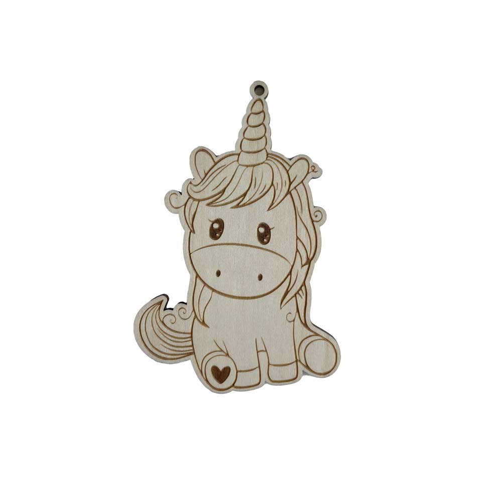 Standard Personalized Wooden Sitting Unicorn Christmas Tree Ornament for Family and Friends