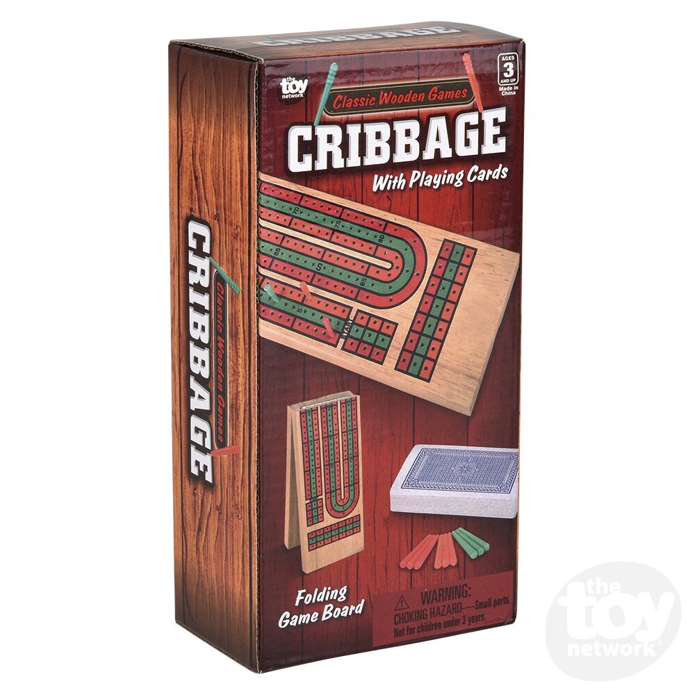 14.5 - inch Portable Cribbage Board Game Box Set with Playing Cards