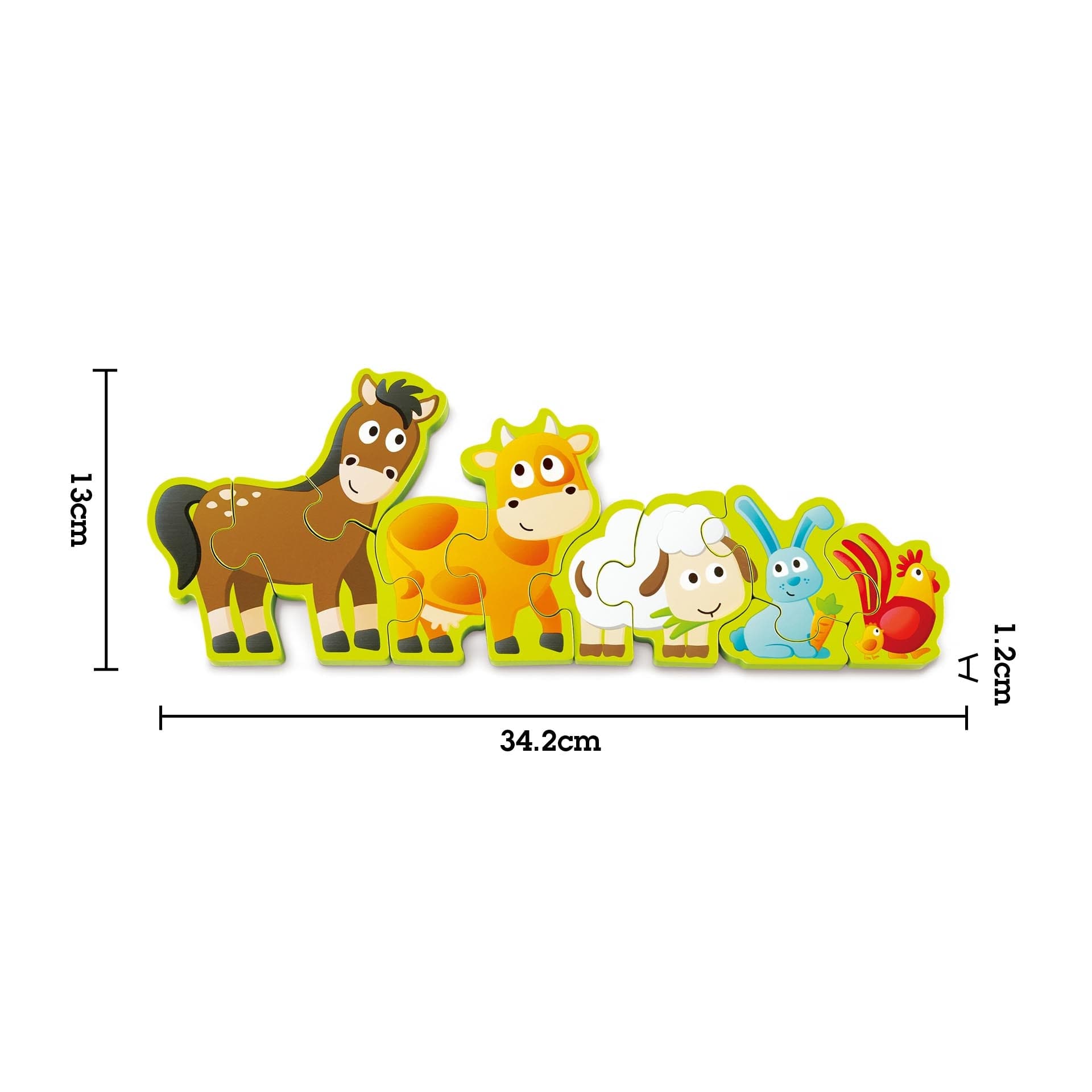 Exquisitely Crafted 10 - Piece Wooden Puzzle: Farm Animals and Numbers 1 - 10