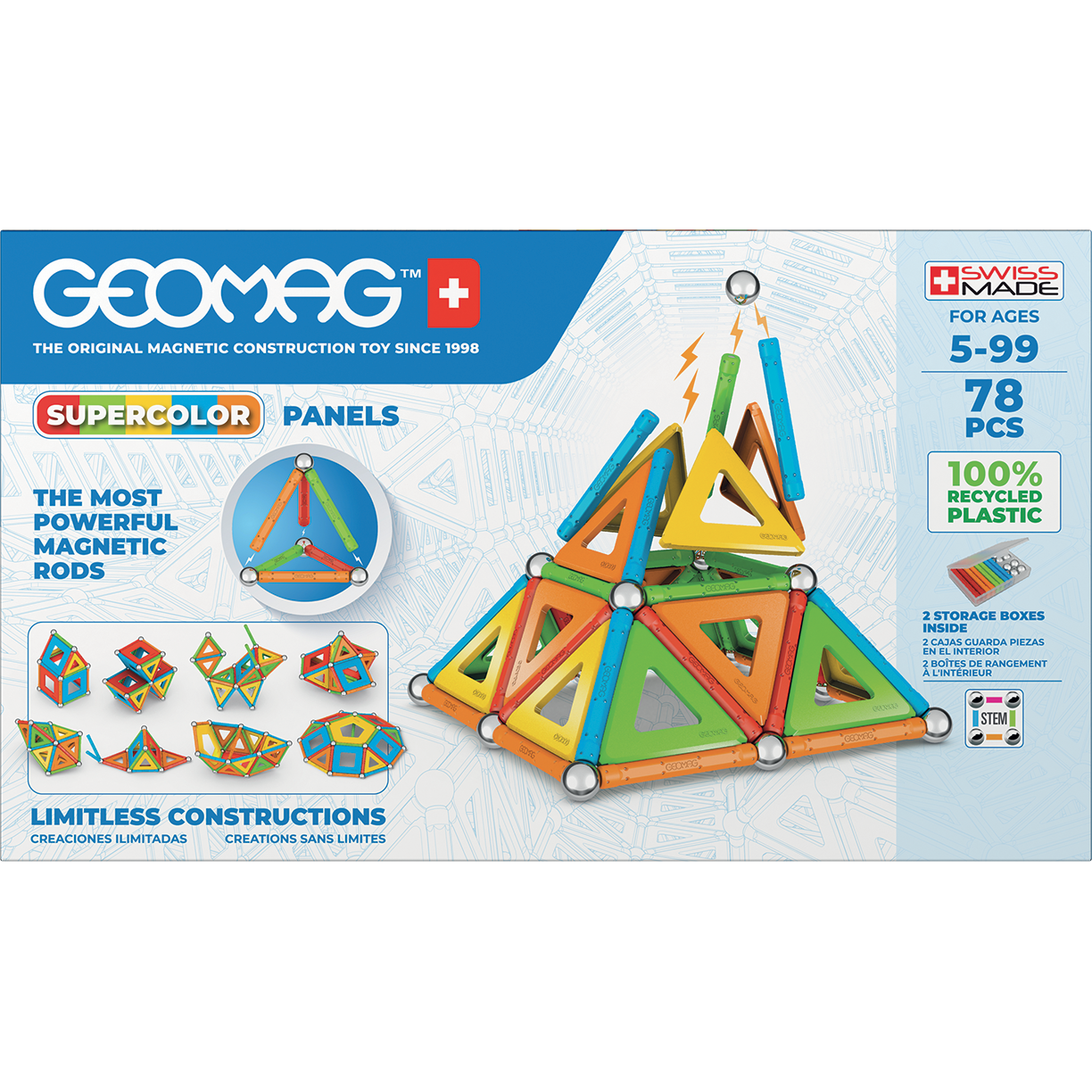 Geomag Supercolor Recycled Building Panels Set with 78 Pieces