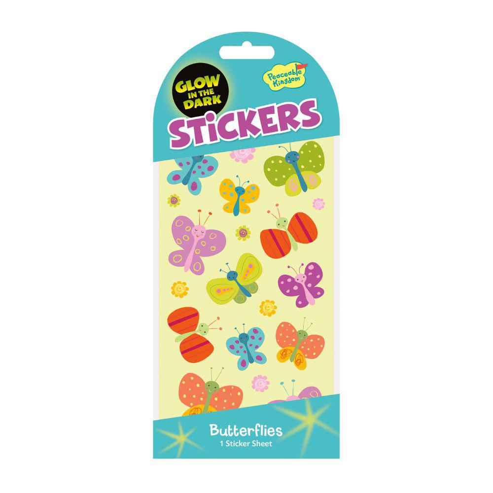 Peaceable Kingdom Brand Glow in the Dark Butterfly Shaped Sticker Pack for Decoration