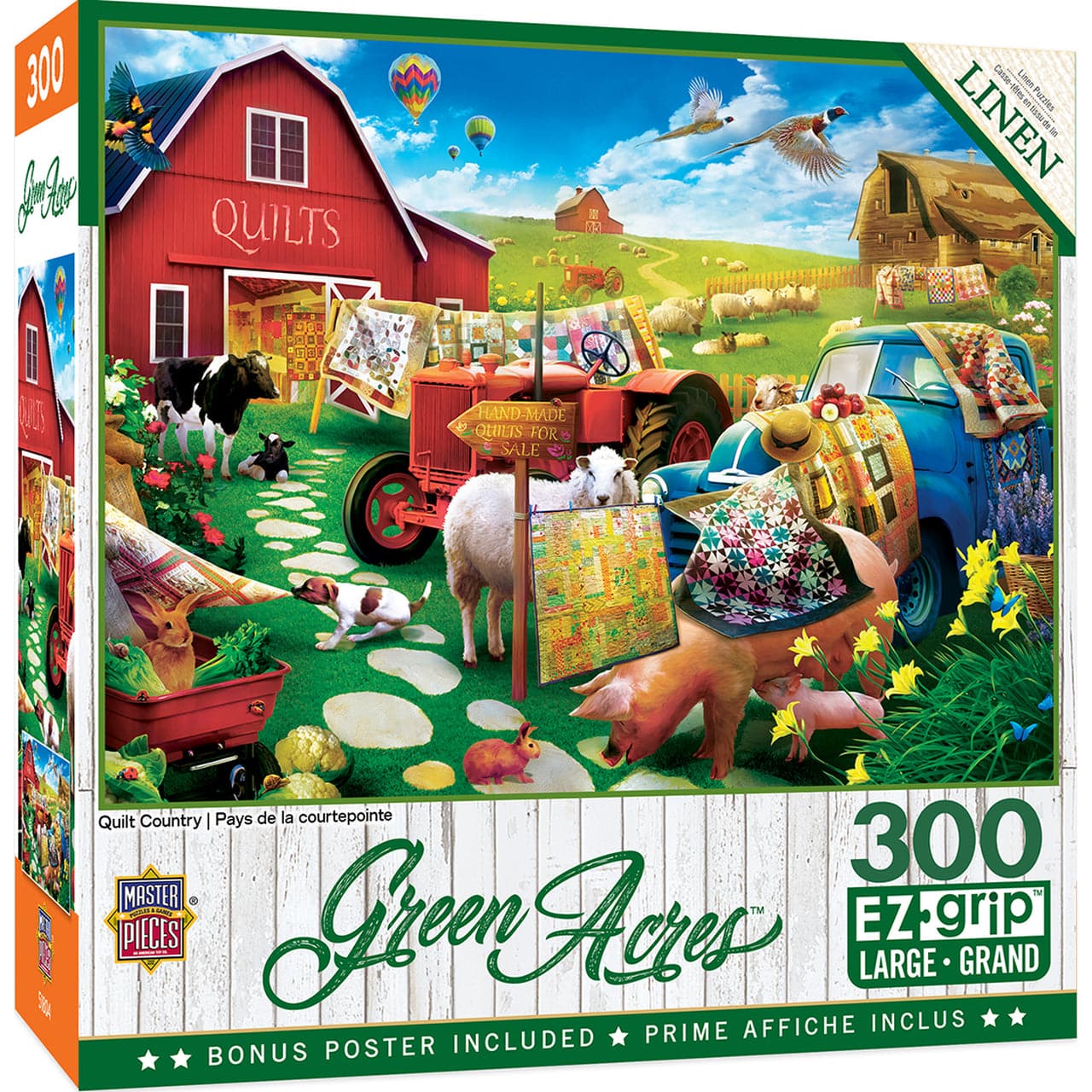 Green Acres 300 - Piece EZ - Grip Hand - Painted Farm Animal Quilt Puzzle