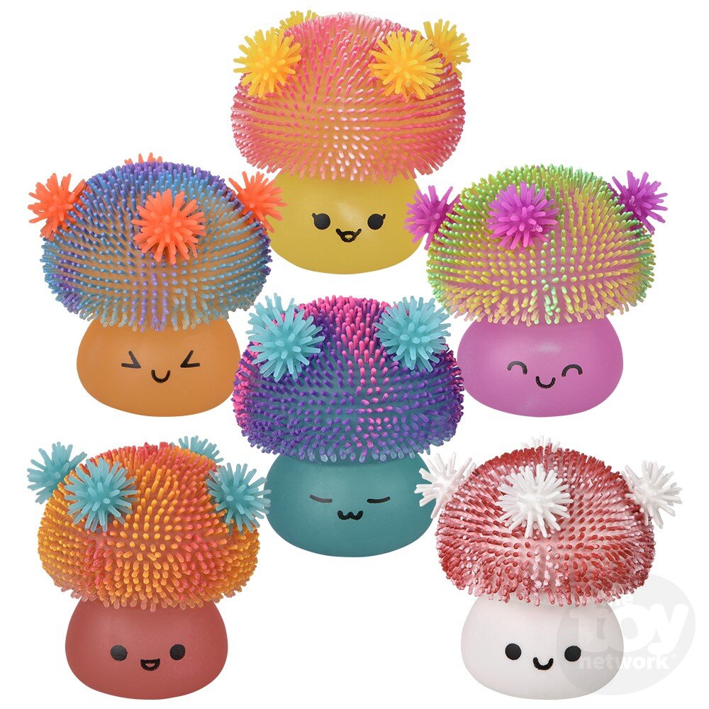 Three Sugar-themed Puffer Mushroom Fidget Toys