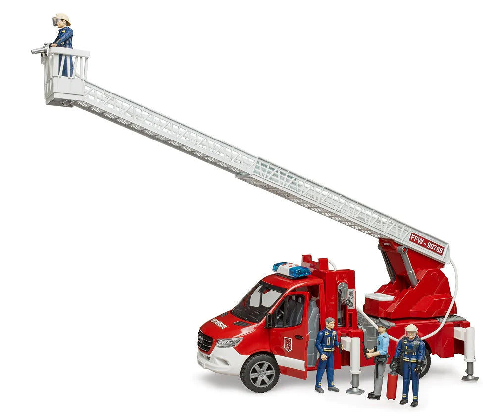 Mercedes-Benz Sprinter Fire Engine Model with Extendable Ladder, Water Pump, and Light & Sound Module