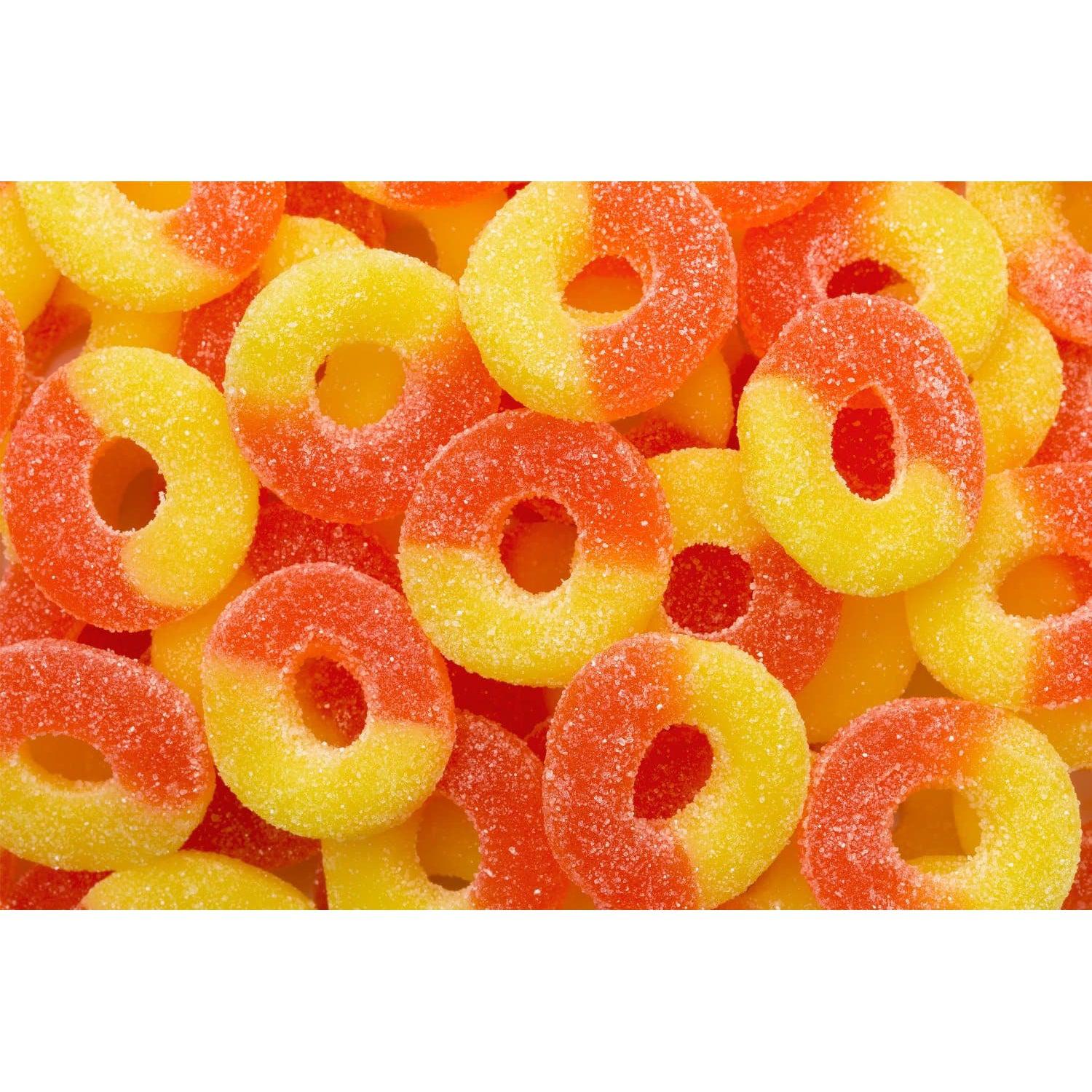 4.5 lb. Bag of Delicious Albanese Gummi Peach Rings - Perfect Gummy Treat