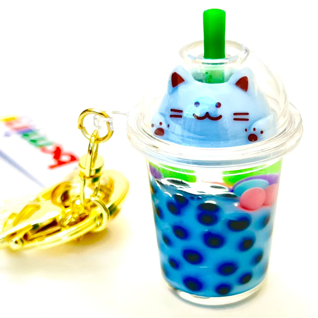 Pastel Kitty Floating Keychain Charm - A Delightful Keyring Accessory