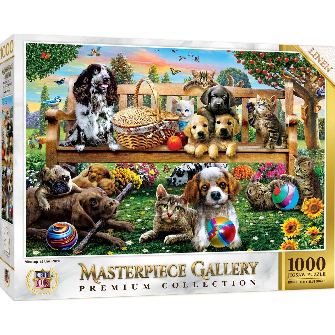 MasterPiece Gallery - 1000 Piece Park Meetup Puzzle with Puppies and Kitties