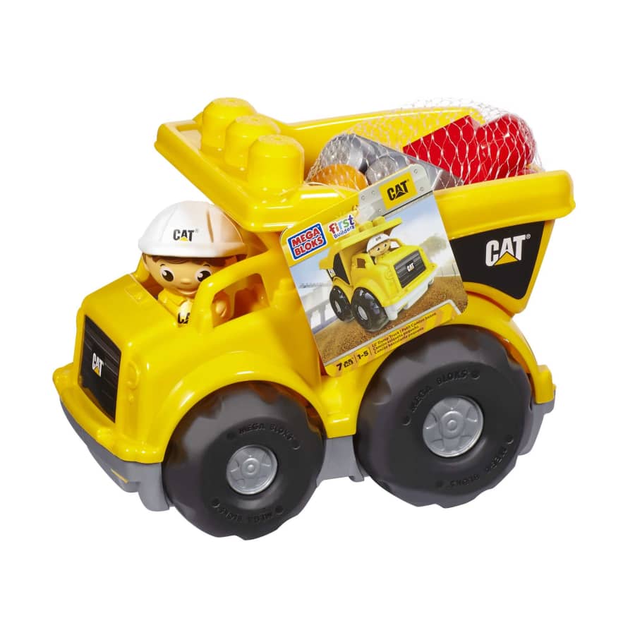 MEGA Bloks Construction Toy - CAT Branded Lil' Dump Truck Set With Large Building Blocks