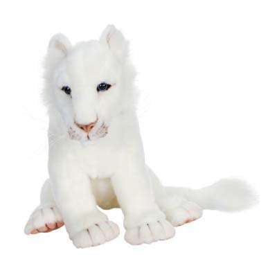 Hansa Realistic White Lion Cub Stuffed Toy - 14 Inches