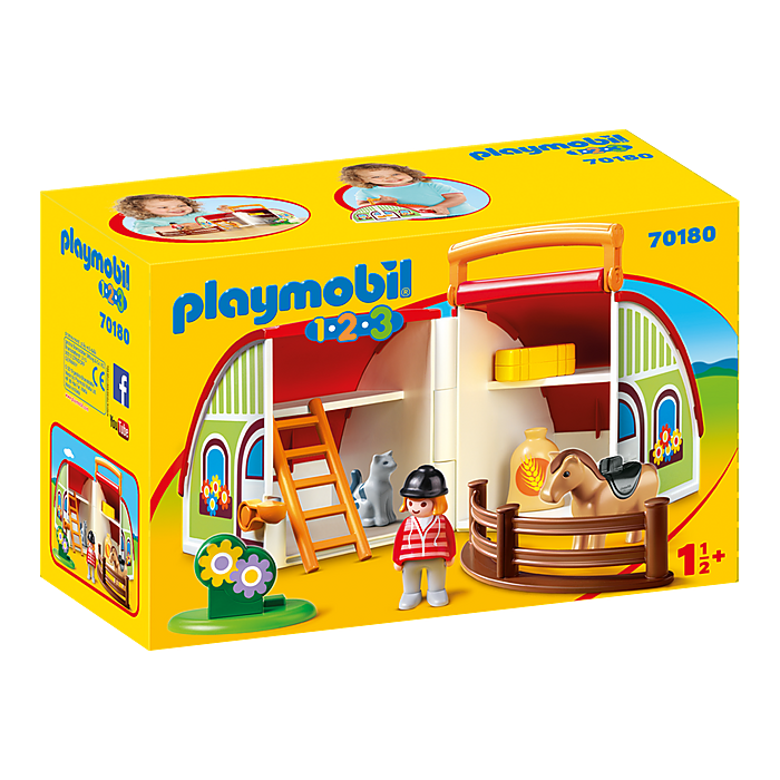 PLAYMOBIL®-1.2.3 My Portable Take - Along Barn for Kids