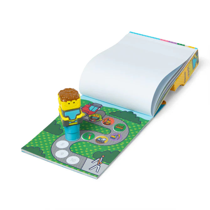 Melissa & Doug Sticker WOW! Construction Activity Pad with Collectible Sticker Stamper for Kids