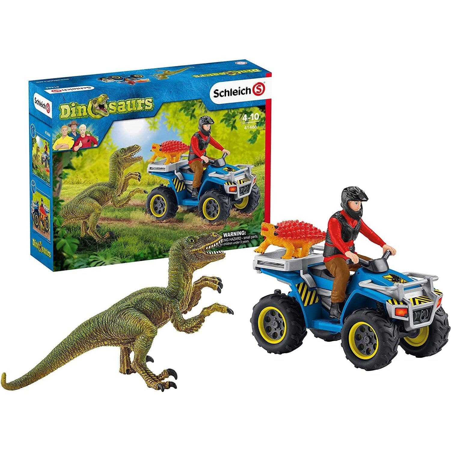 Schleich's Realistic Quad Escape Set from Velociraptor for Kids