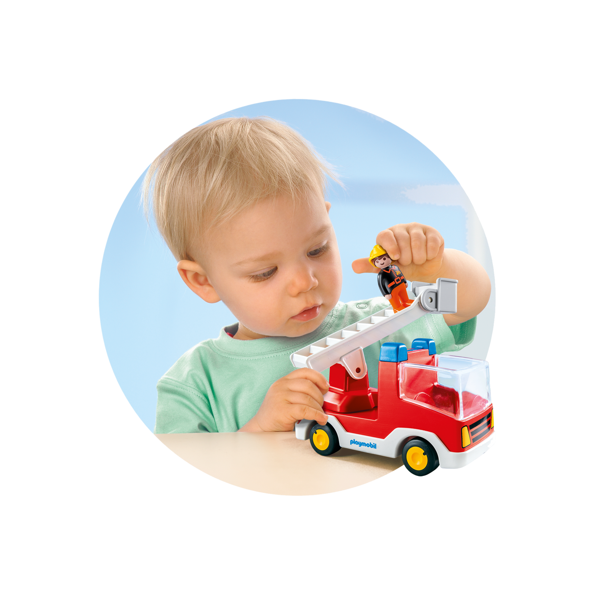 Colorful PLAYMOBIL 1.2.3 Ladder Unit Fire Truck for Toddlers