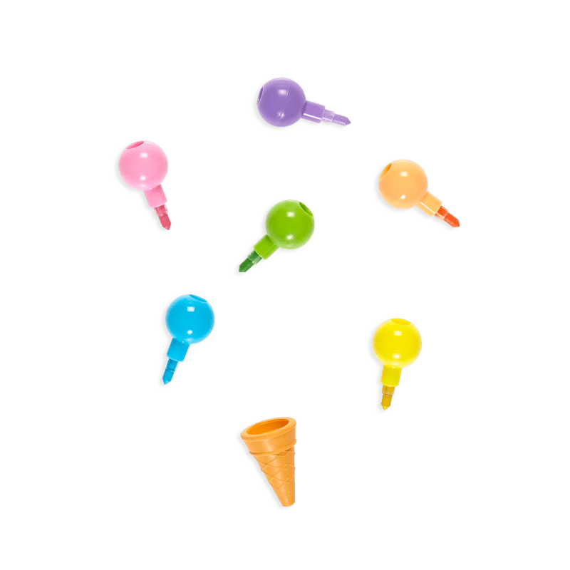 Stackable and Erasable Rainbow Scoop Crayons with Vanilla-Scented Eraser