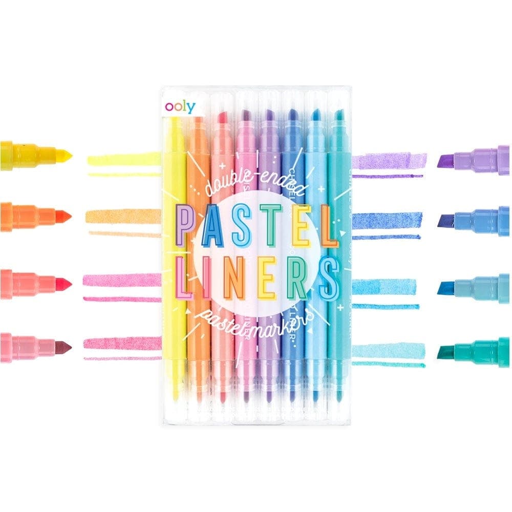 Double-Ended Pastel Liners Markers Set with 8 Vibrant Pastel Colors
