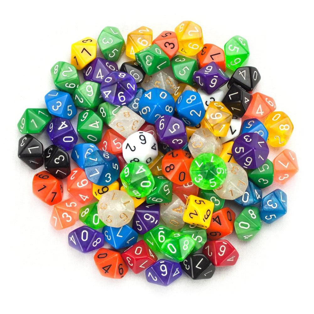 100+ Pieces of Multi - colored Random D10 Polyhedral Dice Set