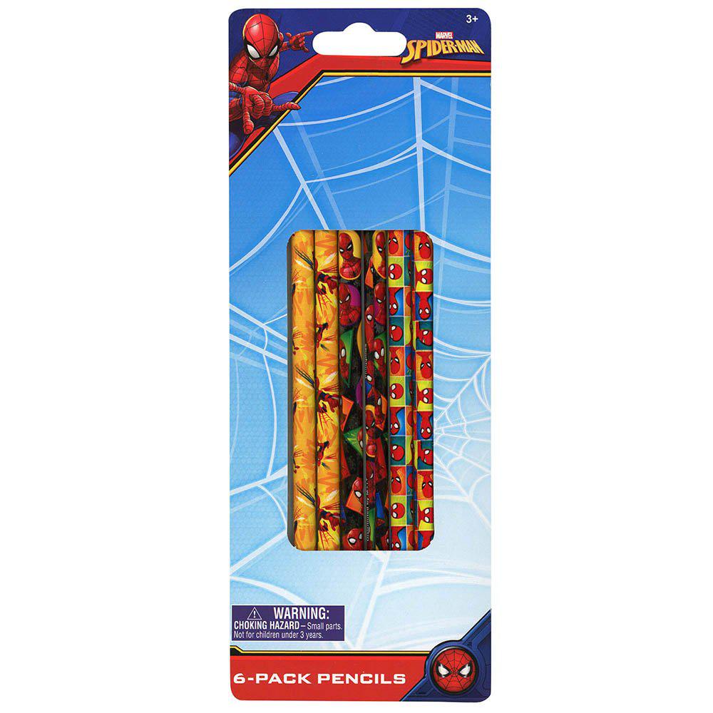 Six - Piece Set of Super Cool Spiderman Pencils Packaged in a Blister Card