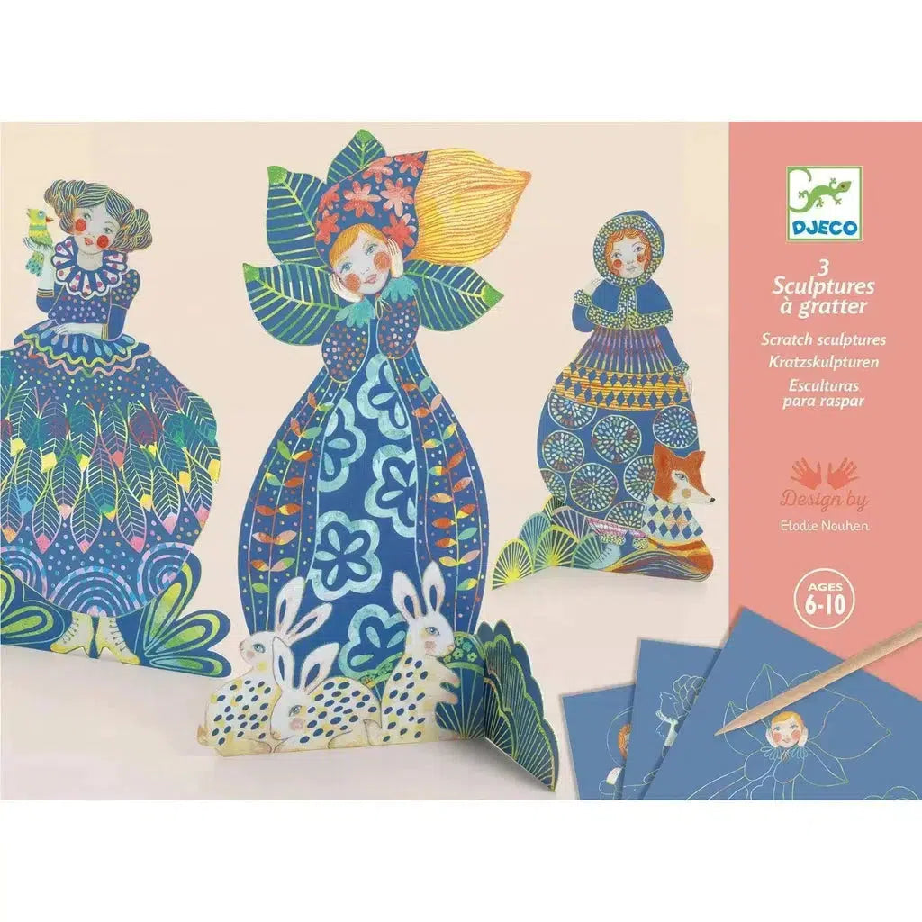 Charming Djeco 3D Pretty Dress Scratch Sculpture Sets