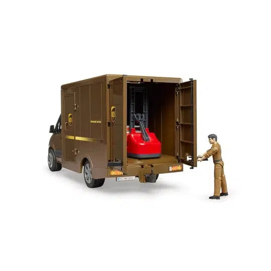 Mercedes-Benz Sprinter UPS Delivery Truck Set with Manually-Operated Pallet Jack and Accessories