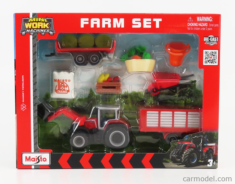1:64 Scale 3-Piece Miniature Work Machines Tractors and Farm Equipment Gift Set