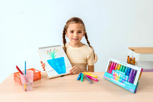 12-Piece Set of Rainbow Sparkling Metallic Washable Watercolor Gel Crayons