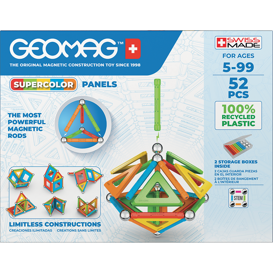 52-Piece Geomag Supercolor Recycled Panels Set for Colorful Play