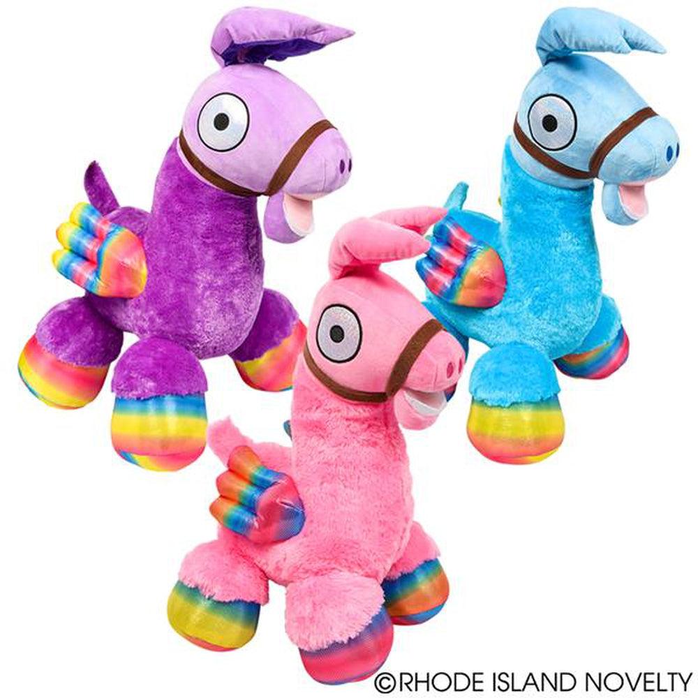 18-Inch Big-Footed Magical Llama Plush Toy in Pink, Blue, and Purple