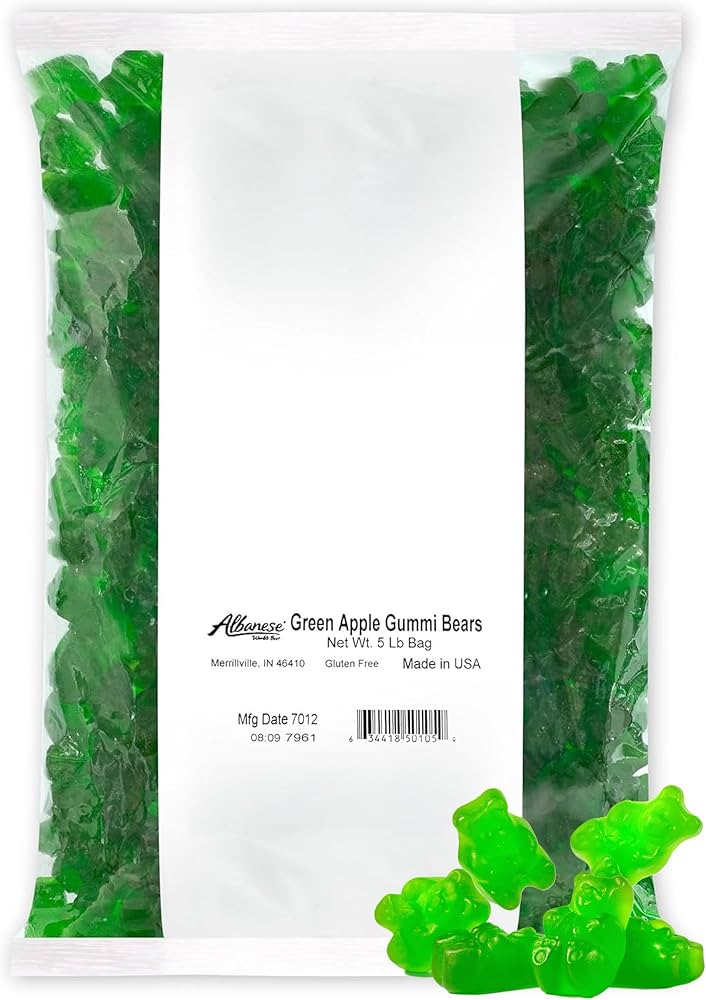 5-Pound Package of Green Apple Flavored Gummy Bears