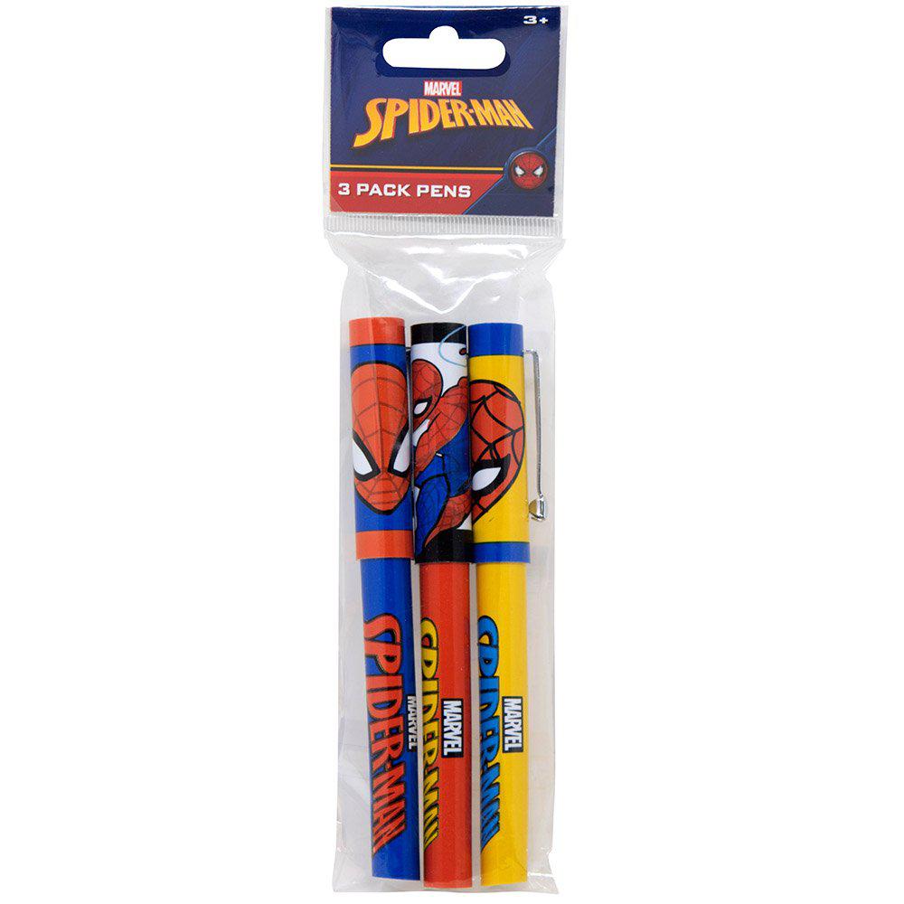 Three - Piece Set of Spiderman - Themed Pens Packed in a Colorful Poly Bag