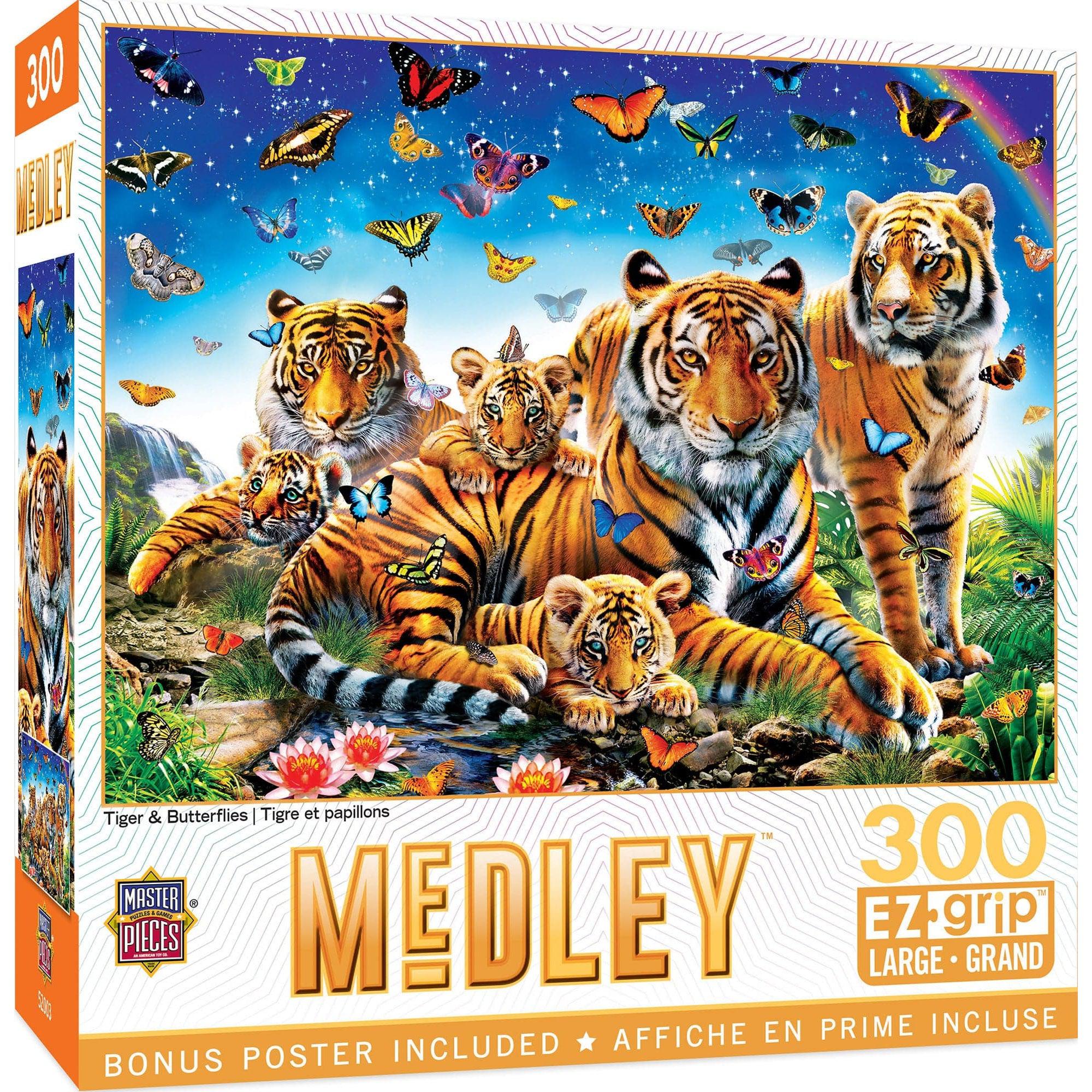 300-Piece EZ Grip Jigsaw Puzzle - Medley Featuring Tigers and Butterflies