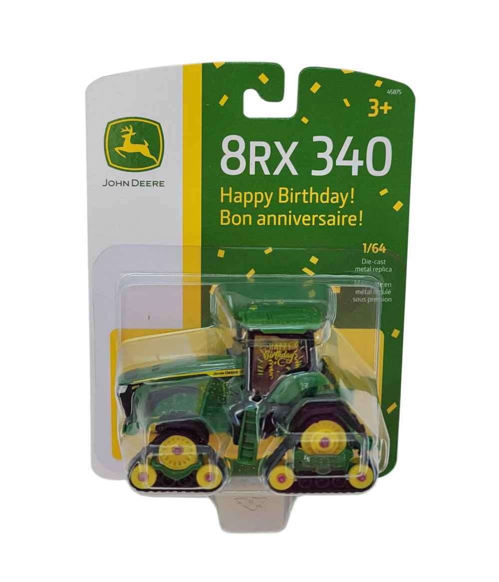 1:64 Scale John Deere 8RX 340 Birthday Celebration Toy Tractor