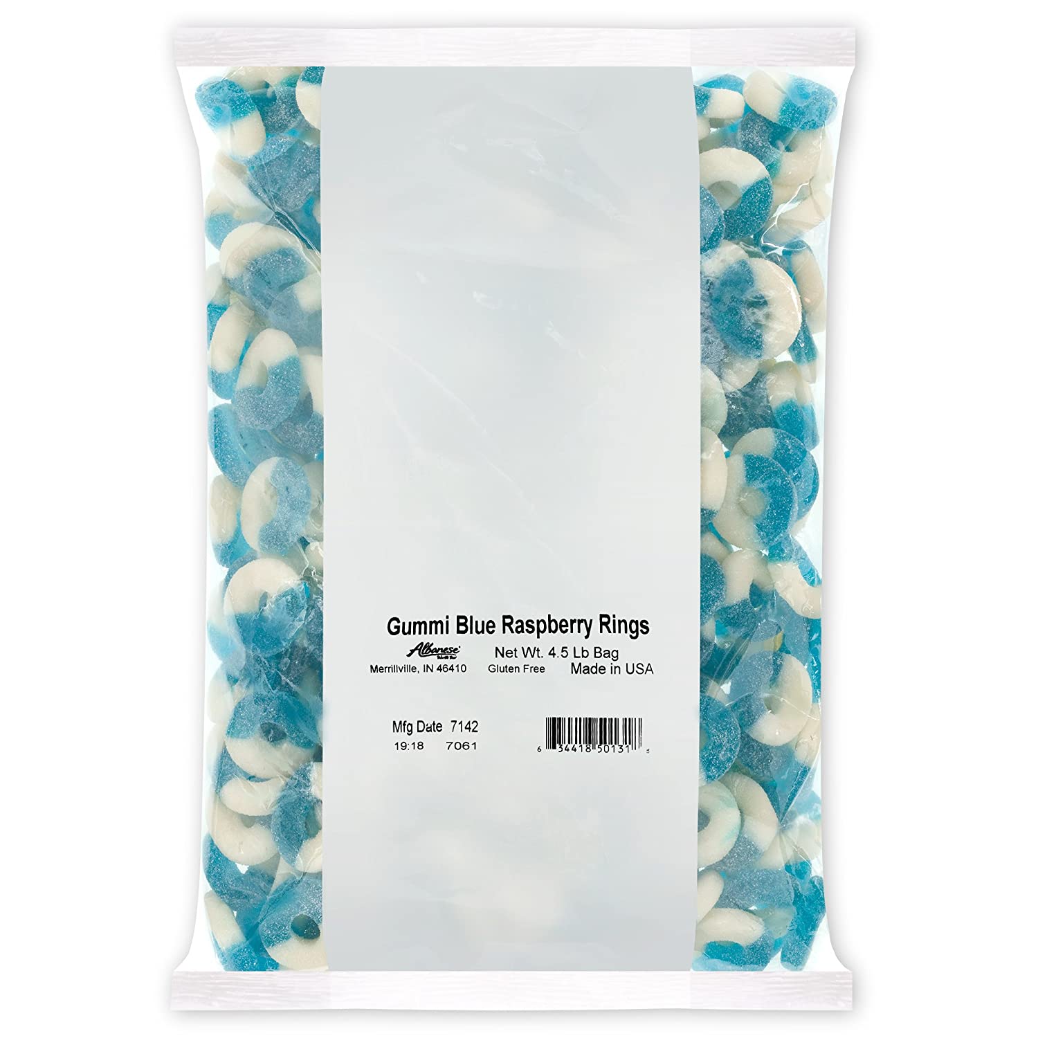 4.5 lb. Bag of Delicious Blue Raspberry Flavored Gummi Rings