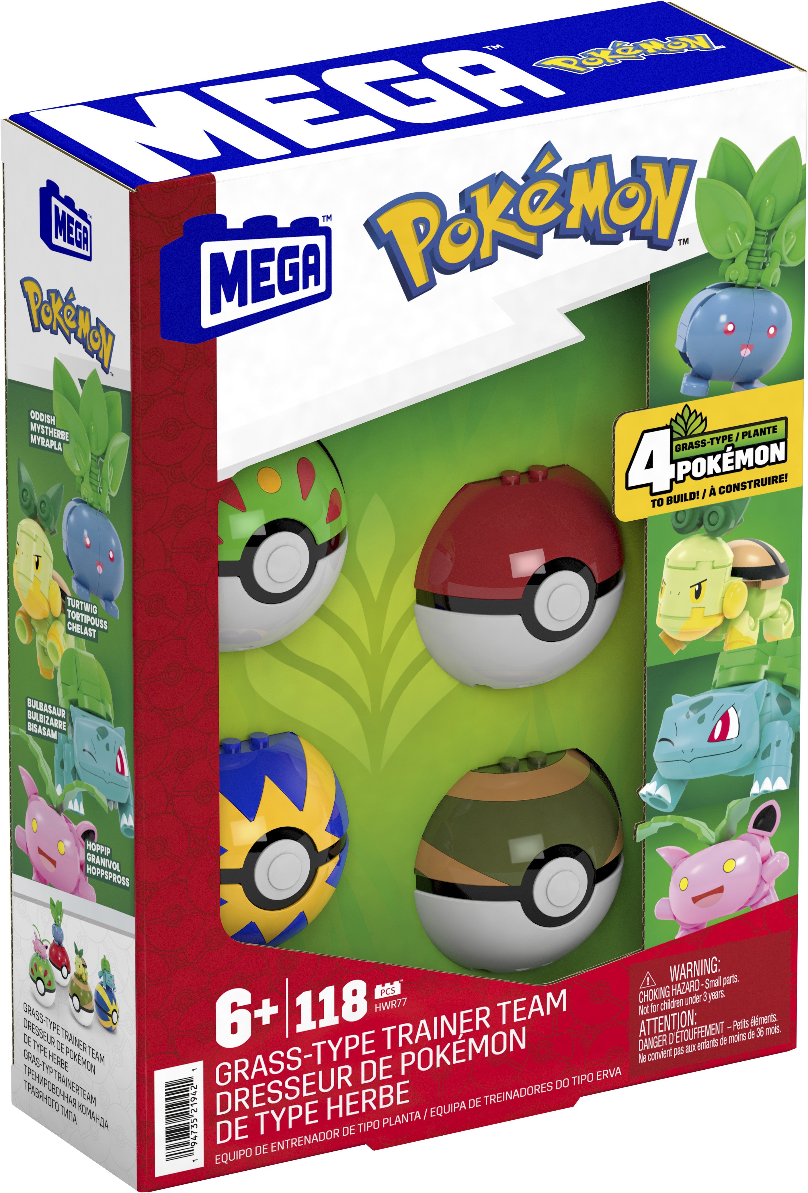 Mega Construx Building Set - Grass-Type Pokémon Trainer Team for Fans