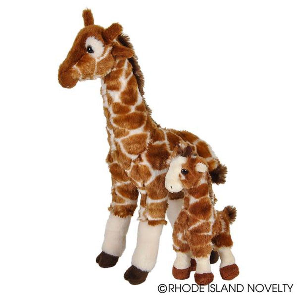 14.5 - inch Mama and 8 - inch Baby Soft Orange - White Giraffe Plush Duo