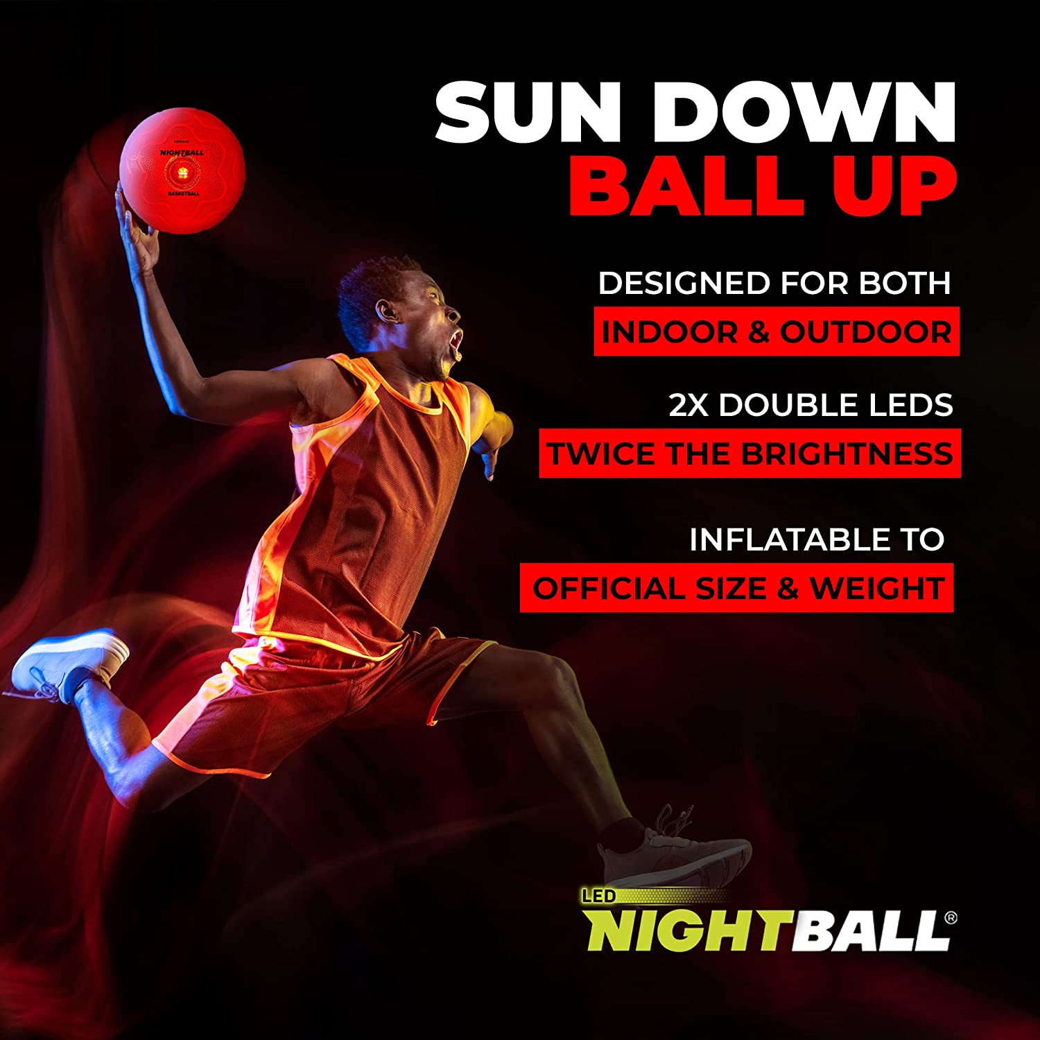Red Glow-in-the-Dark Light-Up Basketball - NightBall for Enhanced Nighttime Play