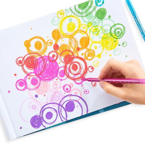 Set of 15 Rainbow Sparkling Glitter Coloring Markers for Creative Drawing