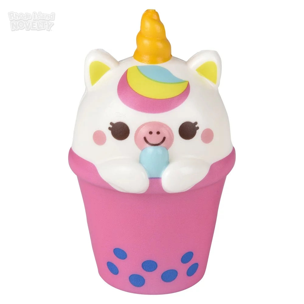 Squishy Bubble Tea-Shaped Animal Fidget Toy Set of 5