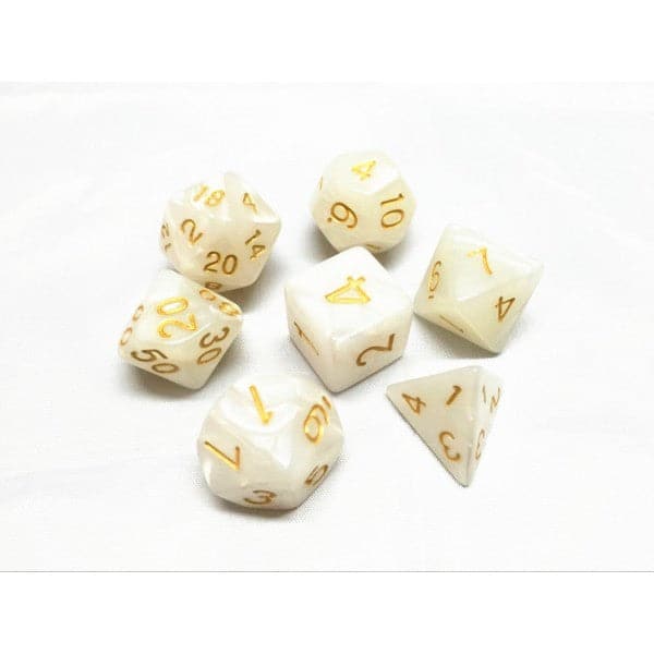 High - Quality Pearl Acrylic 7 - Piece Dice Set with Convenient Bag