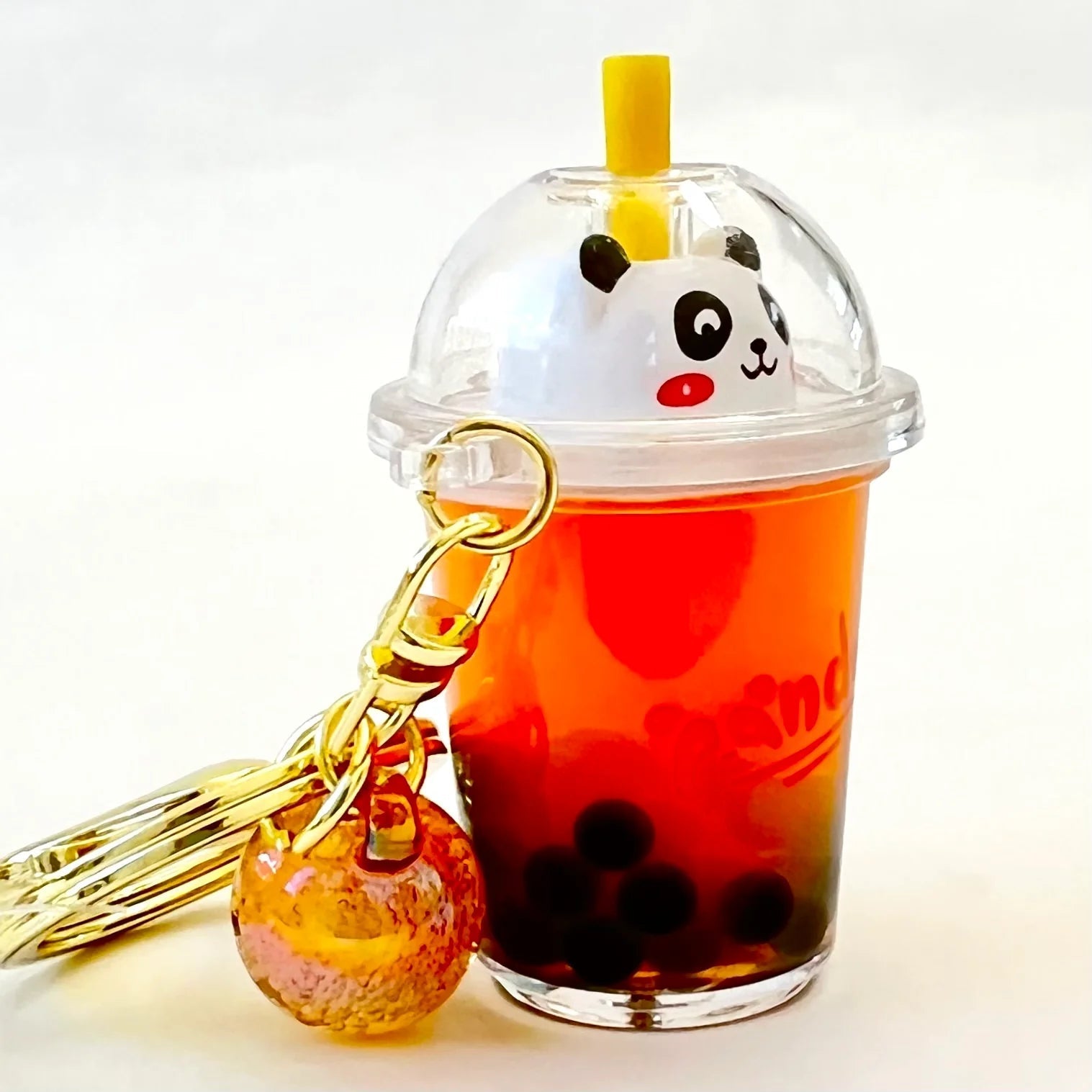 Cute Panda Boba Tea Themed Floaty Keychain Charm for Keys and Bags