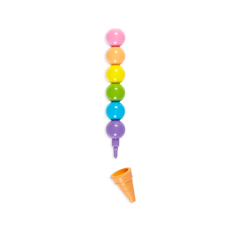 Stackable and Erasable Rainbow Scoop Crayons with Vanilla-Scented Eraser