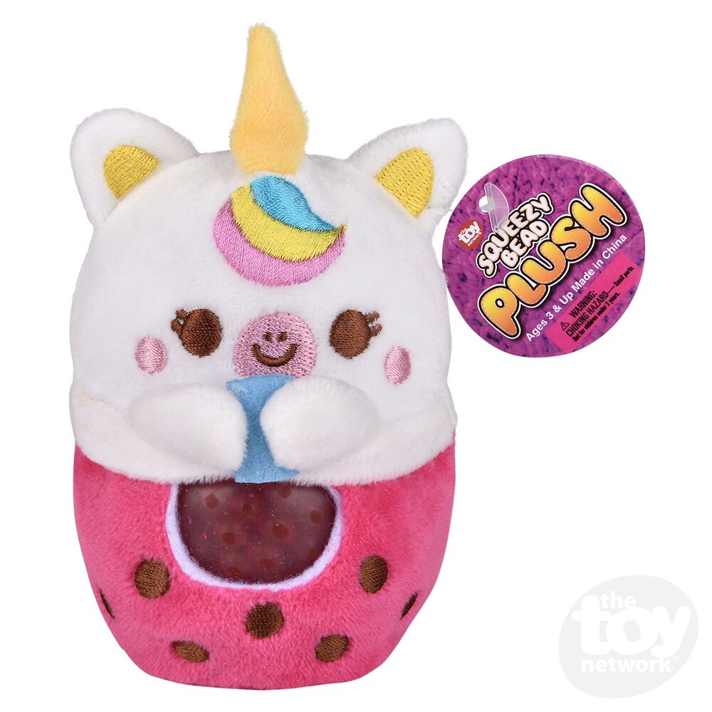 Soft and Squeezy 3' Animal Bubble Tea Bead-Filled Plush Ball for Ages 3+