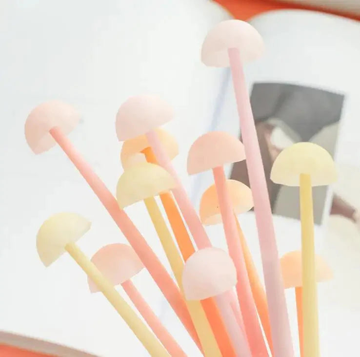 Glow-in-the-Dark Mushroom-Themed Wiggle-Type Gel Ink Pen for Writing