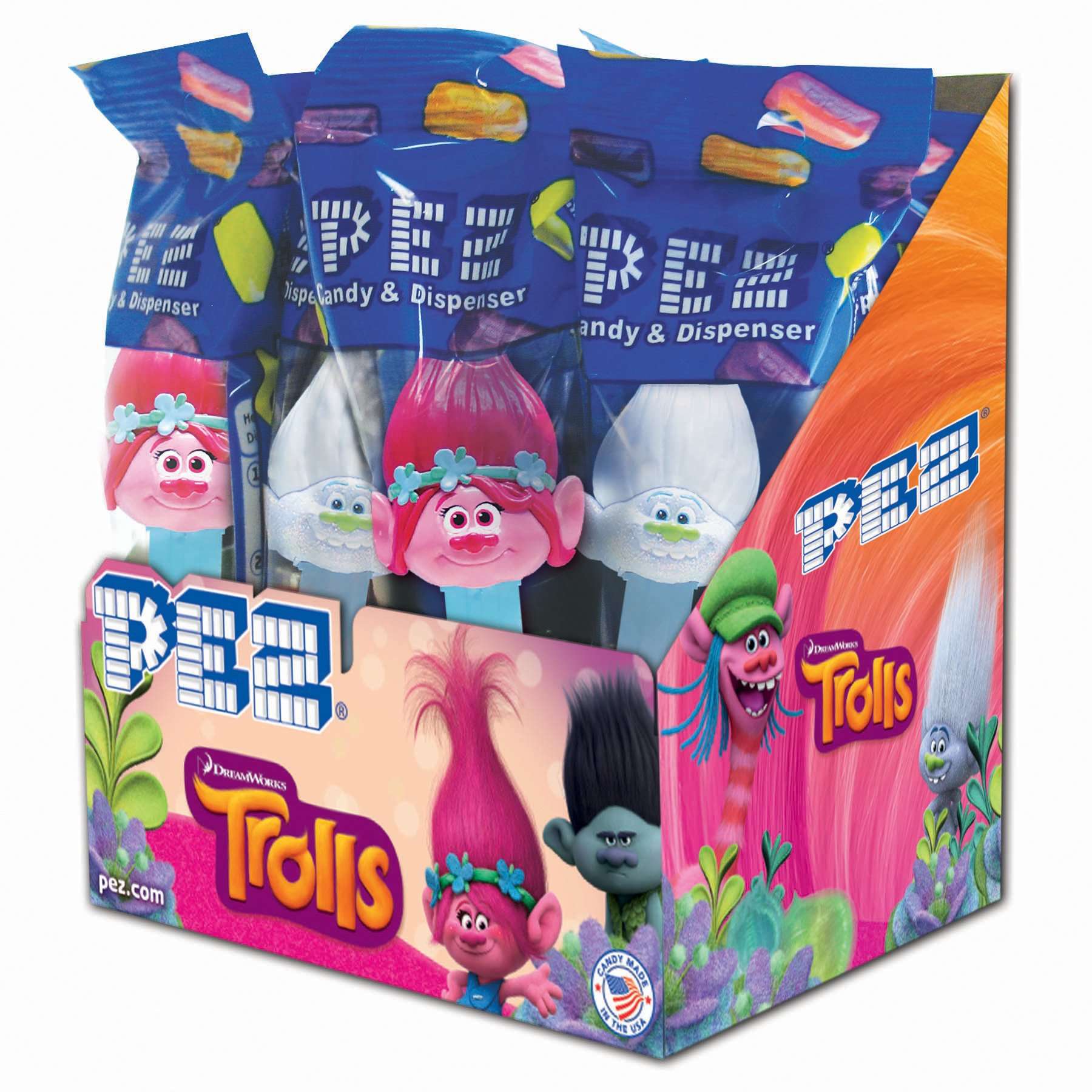 Trolls-themed Pez Blister Card Candy Dispenser - Assorted Designs for All Ages