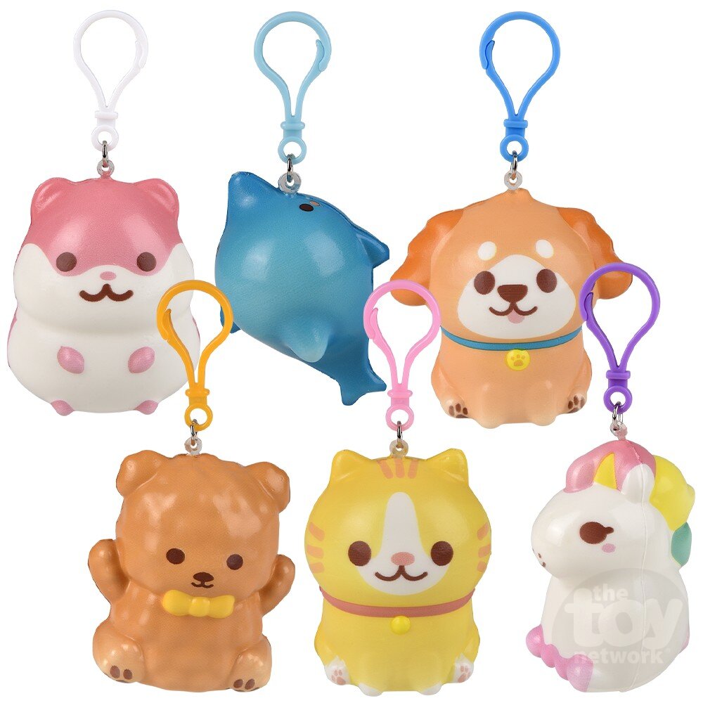 3.25-Inch Adorable Kawaii Squishy Animal Backpack Clip for Fidgeting