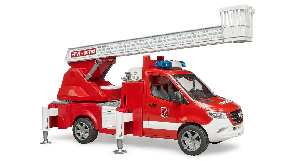 Mercedes-Benz Sprinter Fire Engine Model with Extendable Ladder, Water Pump, and Light & Sound Module