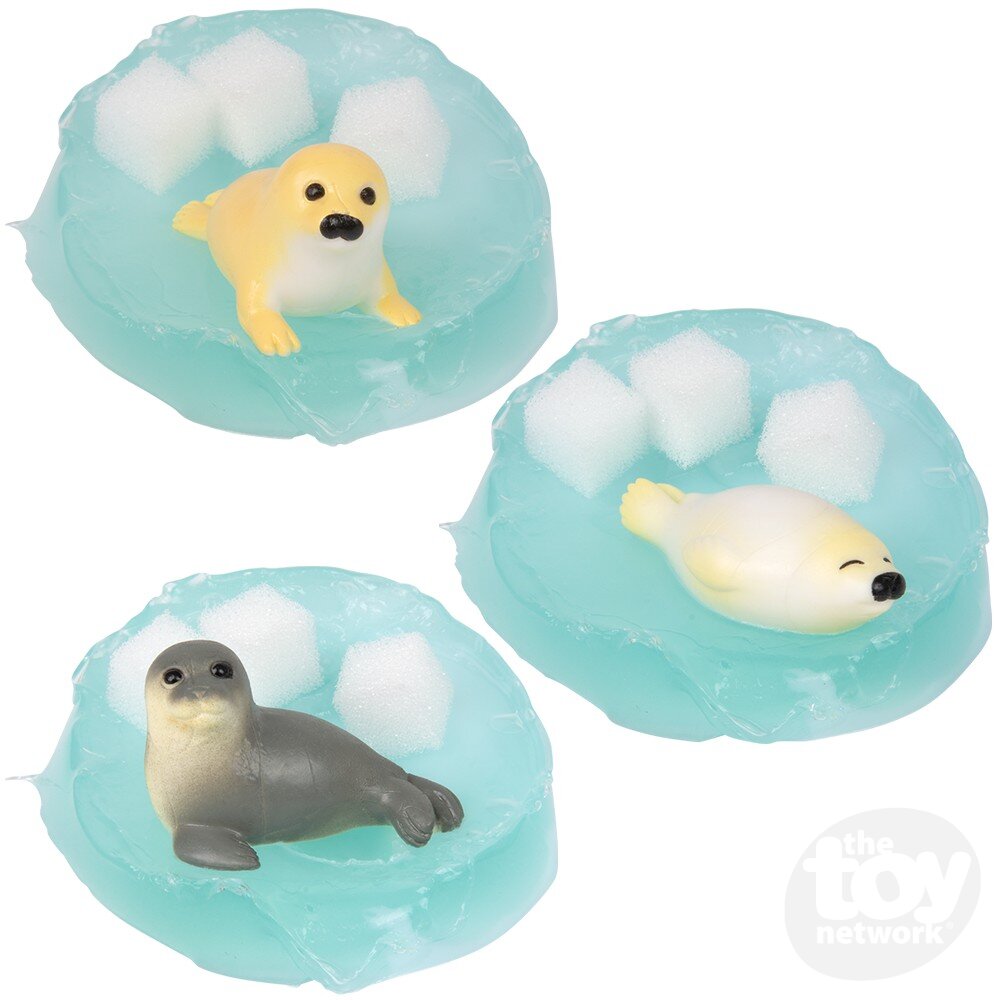 3-Piece Arctic Iceberg-Inspired Harp Seal Fidget Slime Set