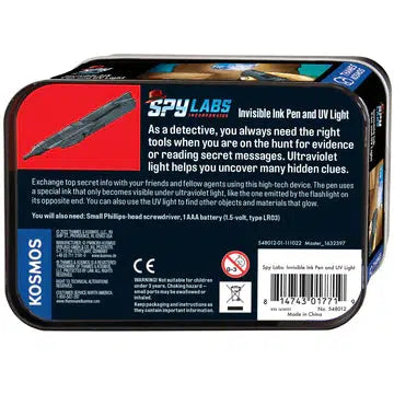 Spy Labs Detective Set: Invisible Ink Pen with Built - in UV Light for Secret Message Writing